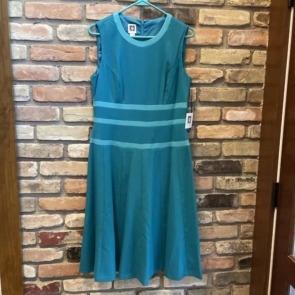 anne klein sleeveless fitted turquoise career dress nwt 8
